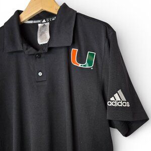Adidas University of Miami Hurricanes Polo Shirt Men Sporty Football Aeroready L